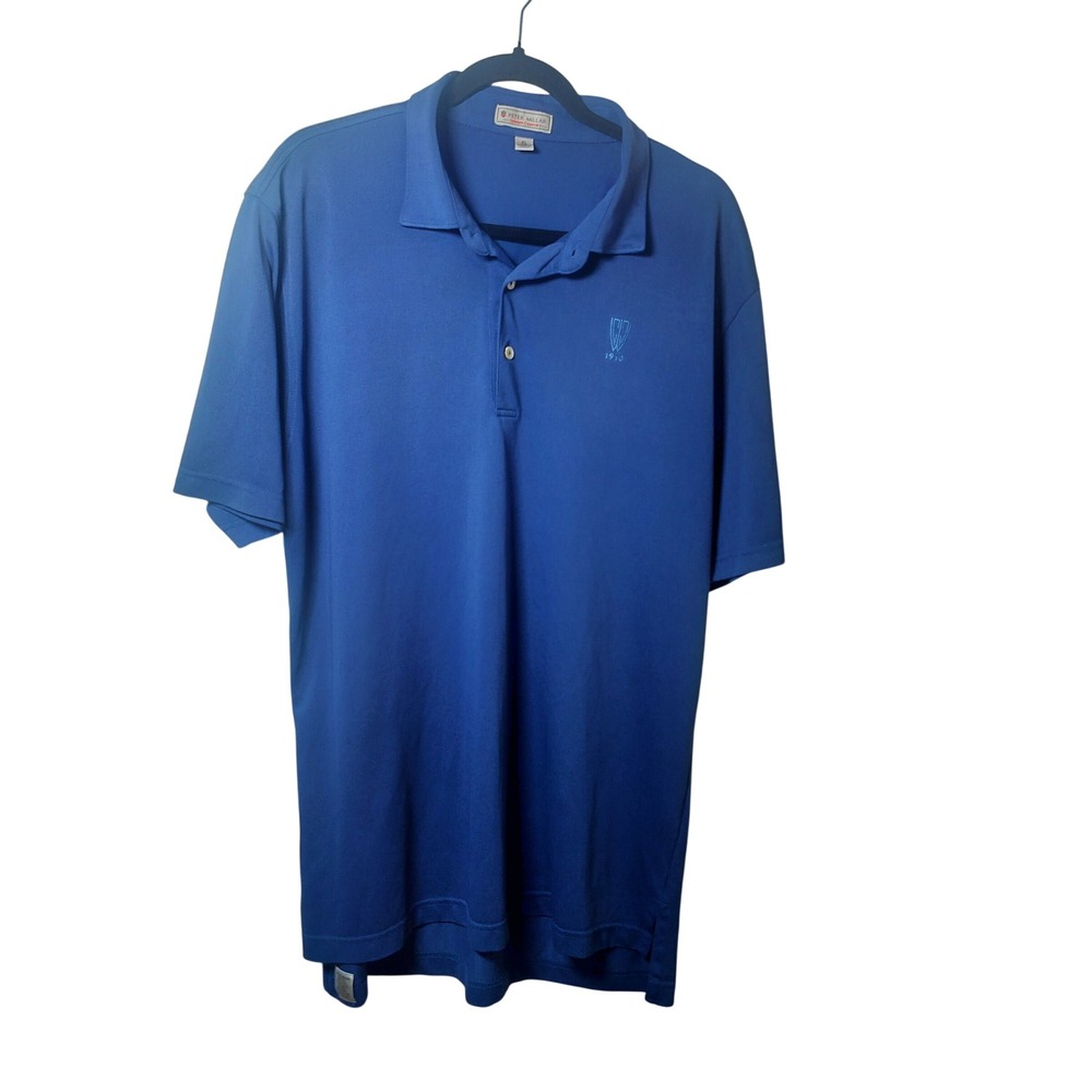 Peter Millar Summer Comfort Mens XL Blue Short Sleeve Golf Polo Shirt Pique Knit